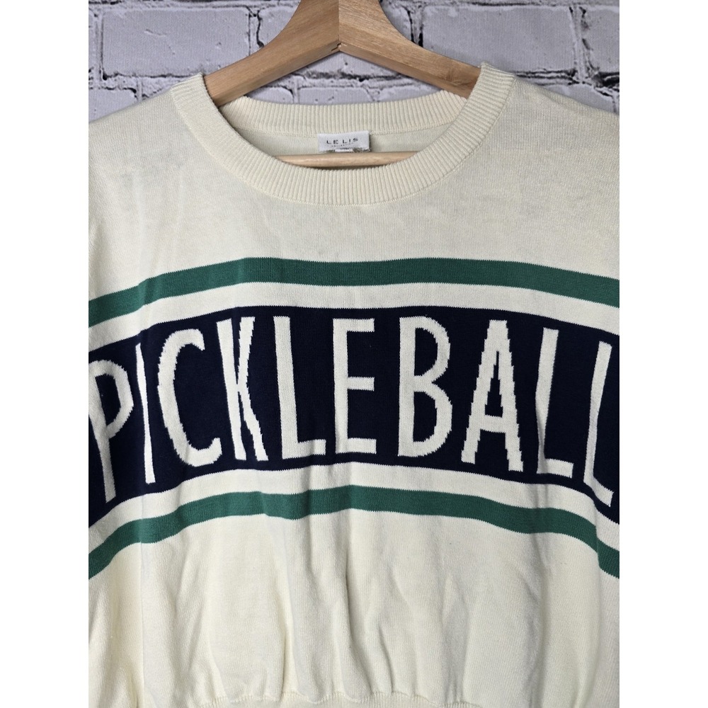 Le Lis Pickleball Preppy Retro-Inspired 100% Cotton Crew Neck Top Size Large - Picture 2 of 10